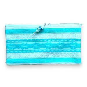 Lace Zippered Pouch Makeup Bag Turquoise NEW with Tags